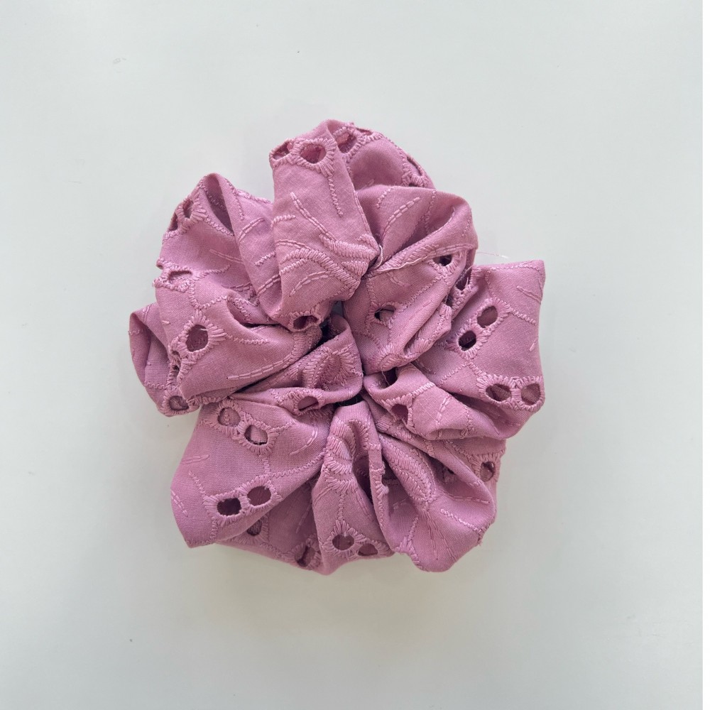 Scrunchie - Purple Embroidery
