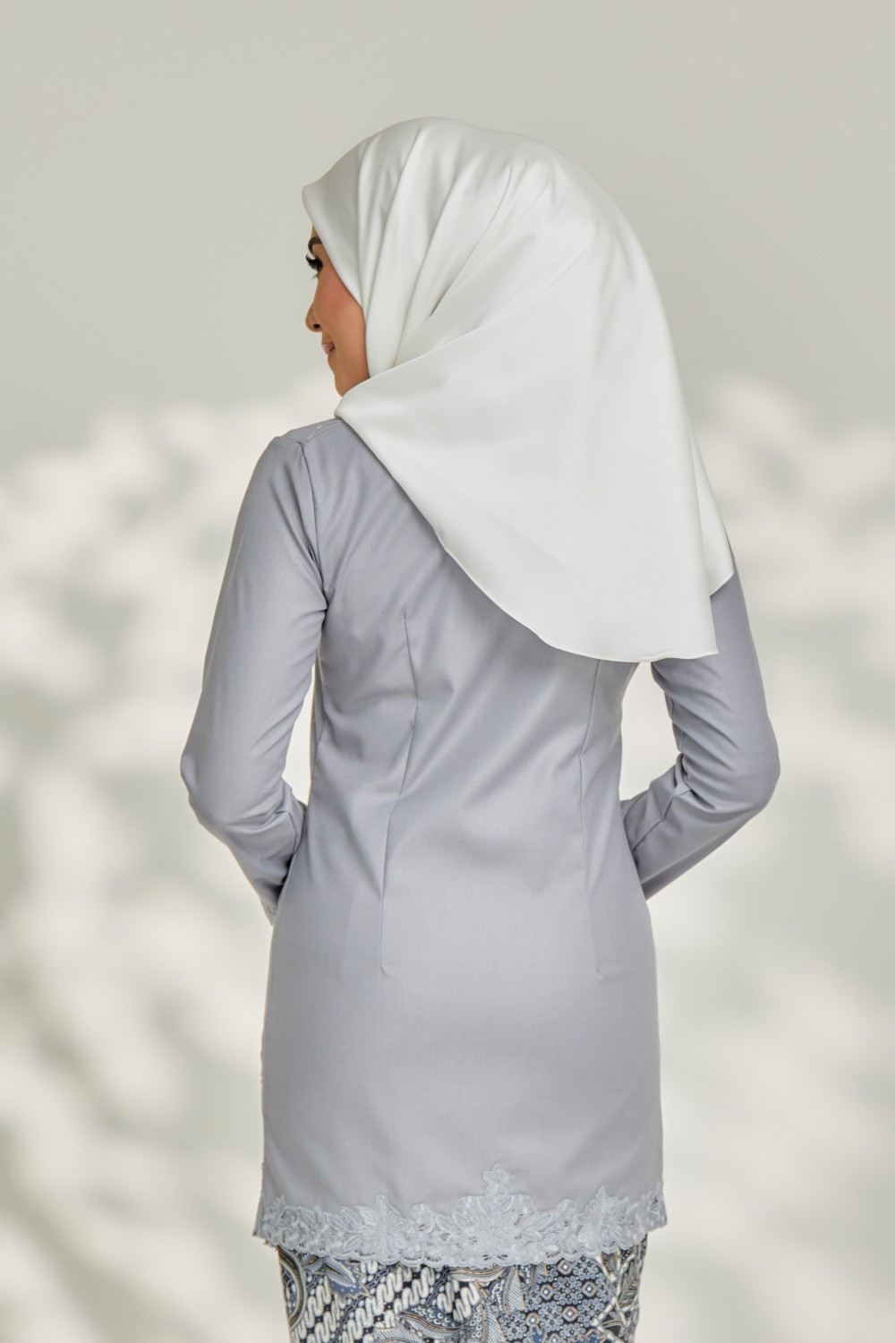 Sarimah Kebaya Top - Light Grey