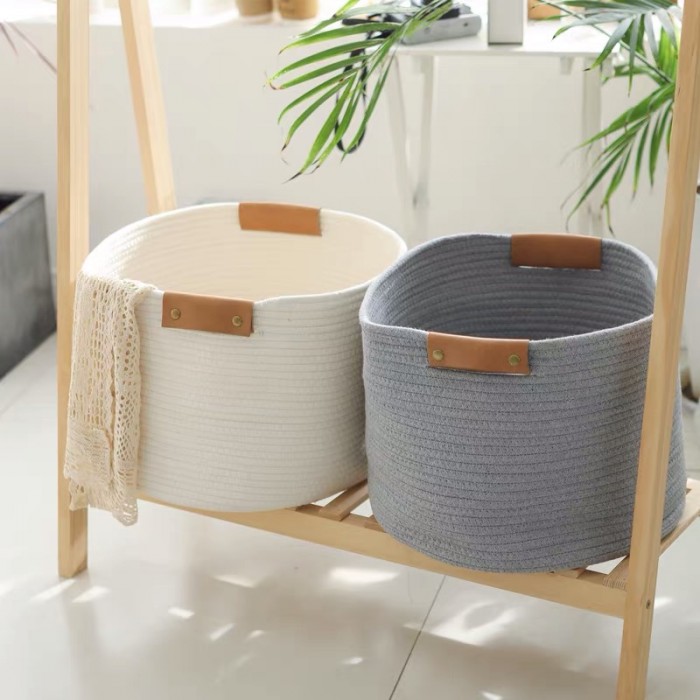 [PRE-ORDER] Large Coiled Rope Basket (White)